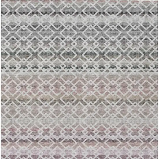 Silver And Gray Striped Washable Indoor Outdoor Area Rug Photo 4