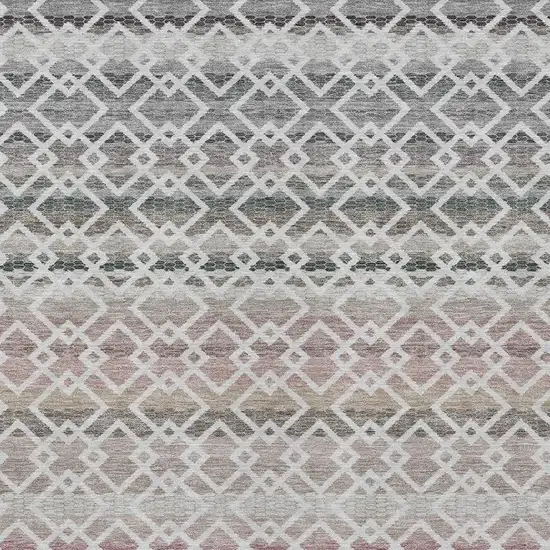 Silver And Gray Striped Washable Indoor Outdoor Area Rug Photo 3
