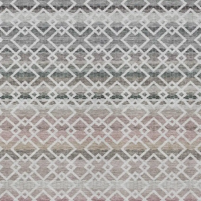 Silver And Gray Striped Washable Indoor Outdoor Area Rug Photo 3