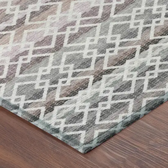 Silver And Gray Striped Washable Indoor Outdoor Area Rug Photo 5