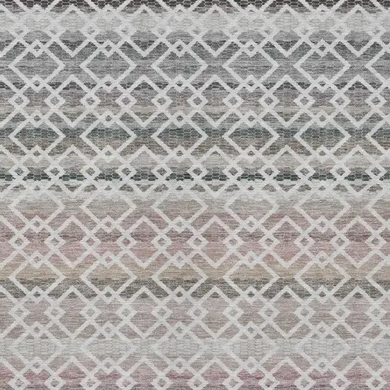 Silver And Gray Striped Washable Indoor Outdoor Area Rug Photo 3