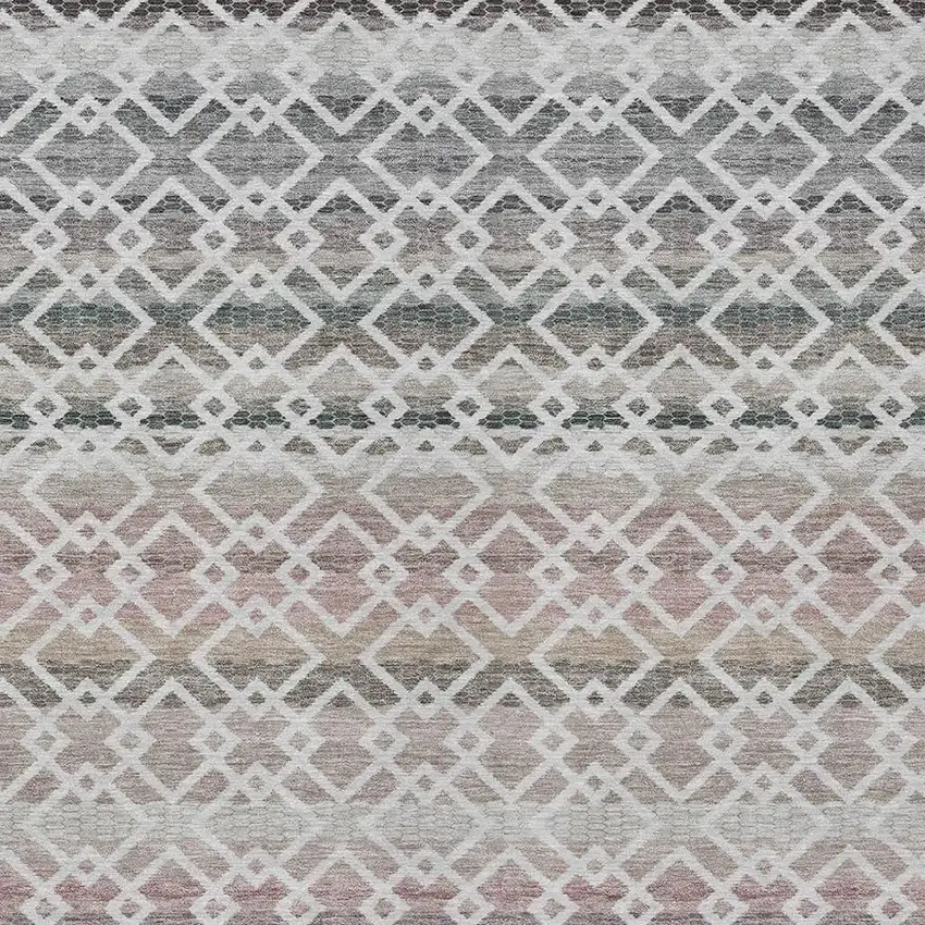 Silver And Gray Striped Washable Indoor Outdoor Area Rug Photo 3