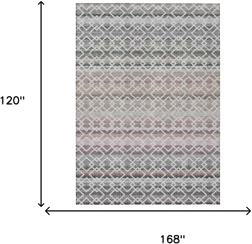 Silver And Gray Striped Washable Indoor Outdoor Area Rug Photo 7
