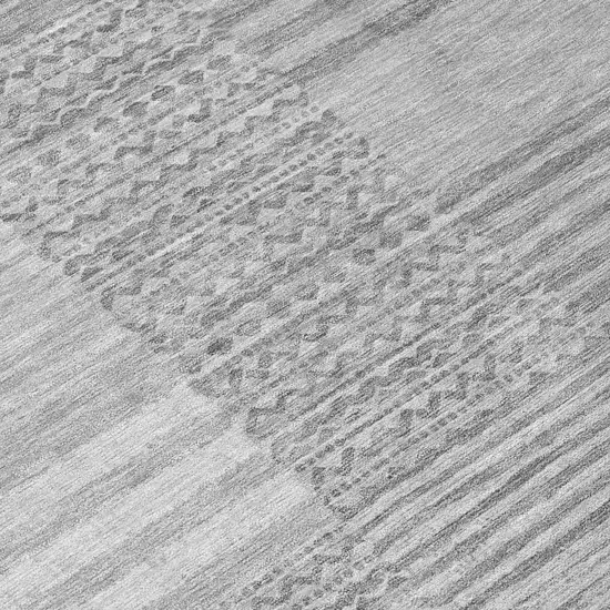 Silver And Gray Striped Washable Indoor Outdoor Area Rug Photo 5