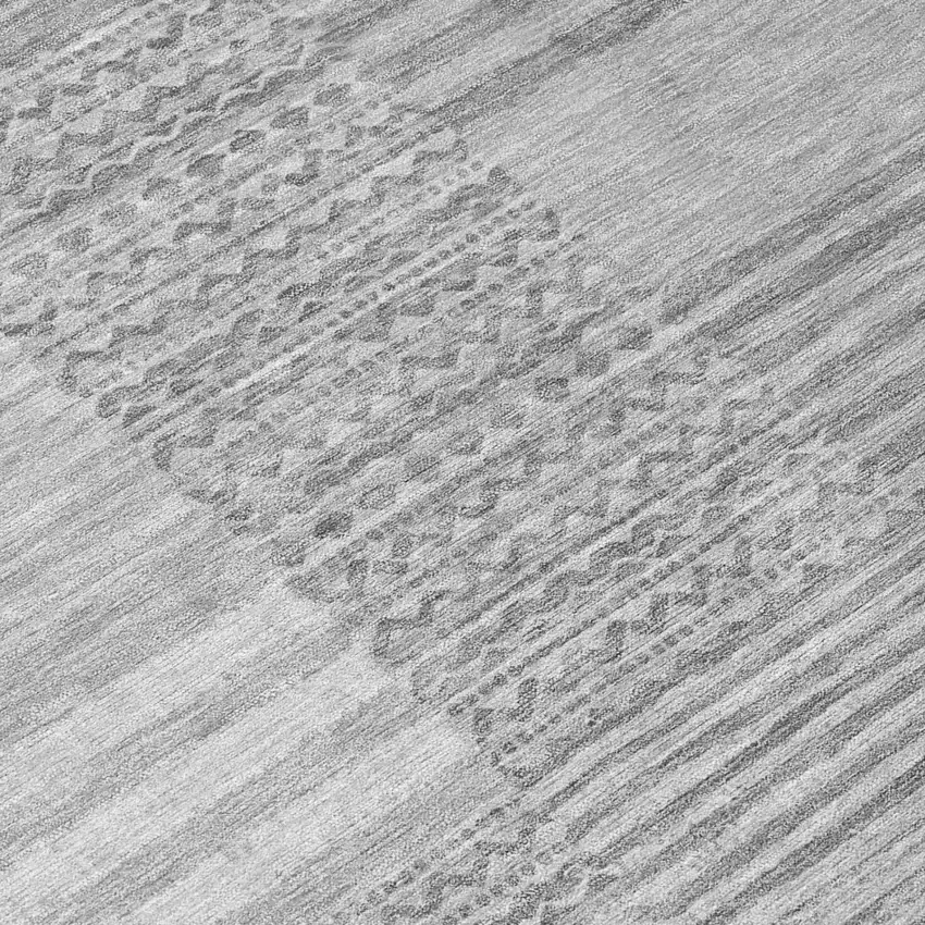 Silver And Gray Striped Washable Indoor Outdoor Area Rug Photo 6