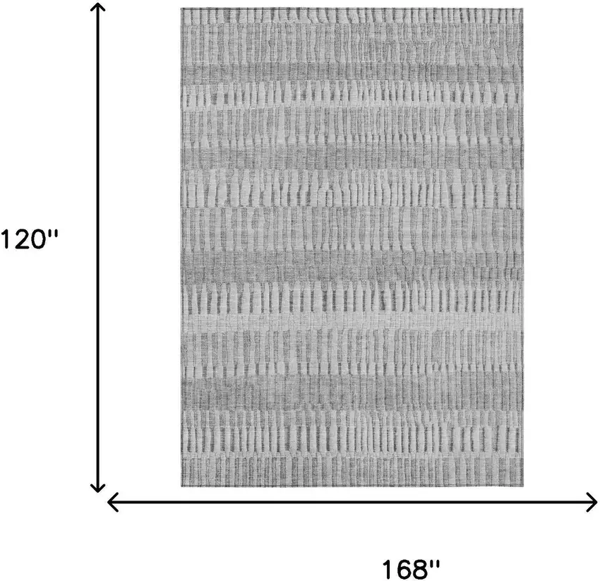 Silver And Gray Striped Washable Indoor Outdoor Area Rug Photo 5