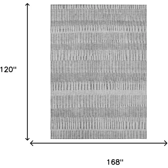 Silver And Gray Striped Washable Indoor Outdoor Area Rug Photo 5