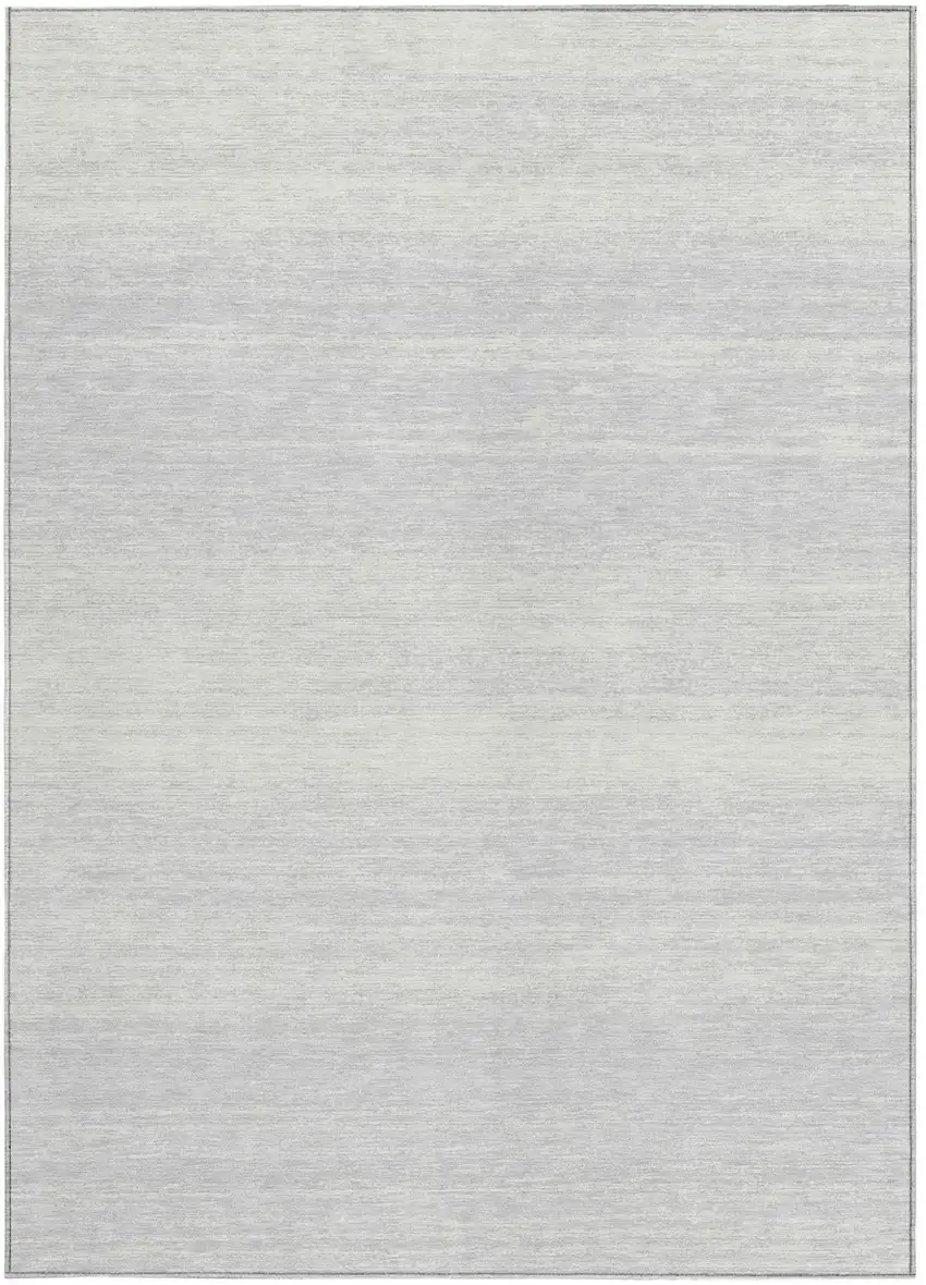 Silver And Gray Striped Washable Indoor Outdoor Area Rug Photo 7