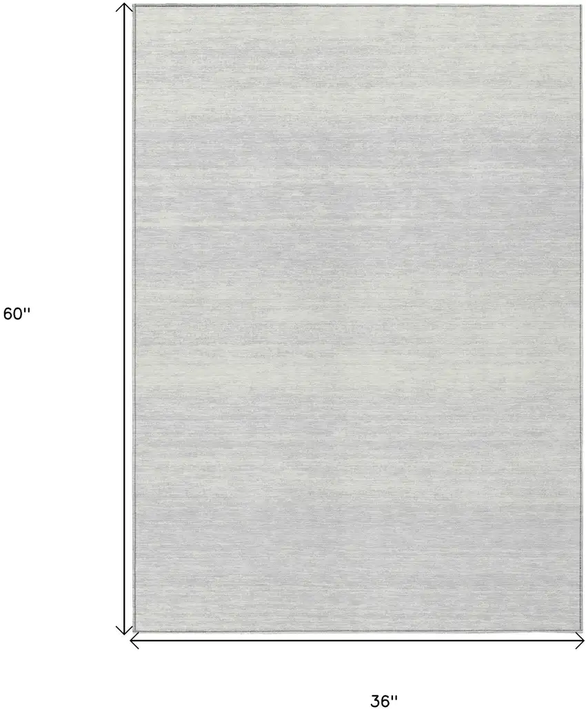 Silver And Gray Striped Washable Indoor Outdoor Area Rug Photo 3