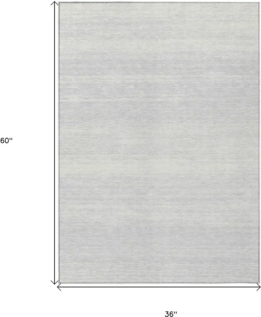 Silver And Gray Striped Washable Indoor Outdoor Area Rug Photo 3