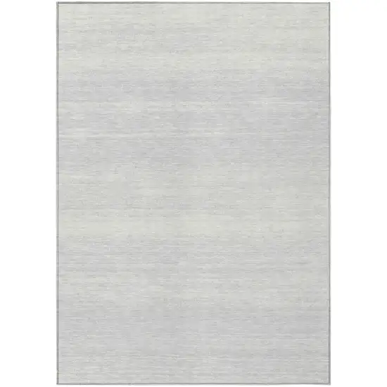 Silver And Gray Striped Washable Indoor Outdoor Area Rug Photo 2
