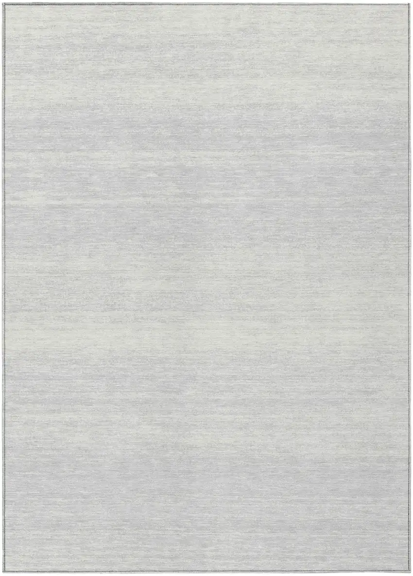 Silver And Gray Striped Washable Indoor Outdoor Area Rug Photo 2