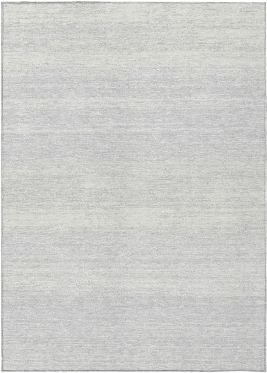 Silver And Gray Striped Washable Indoor Outdoor Area Rug Photo 2