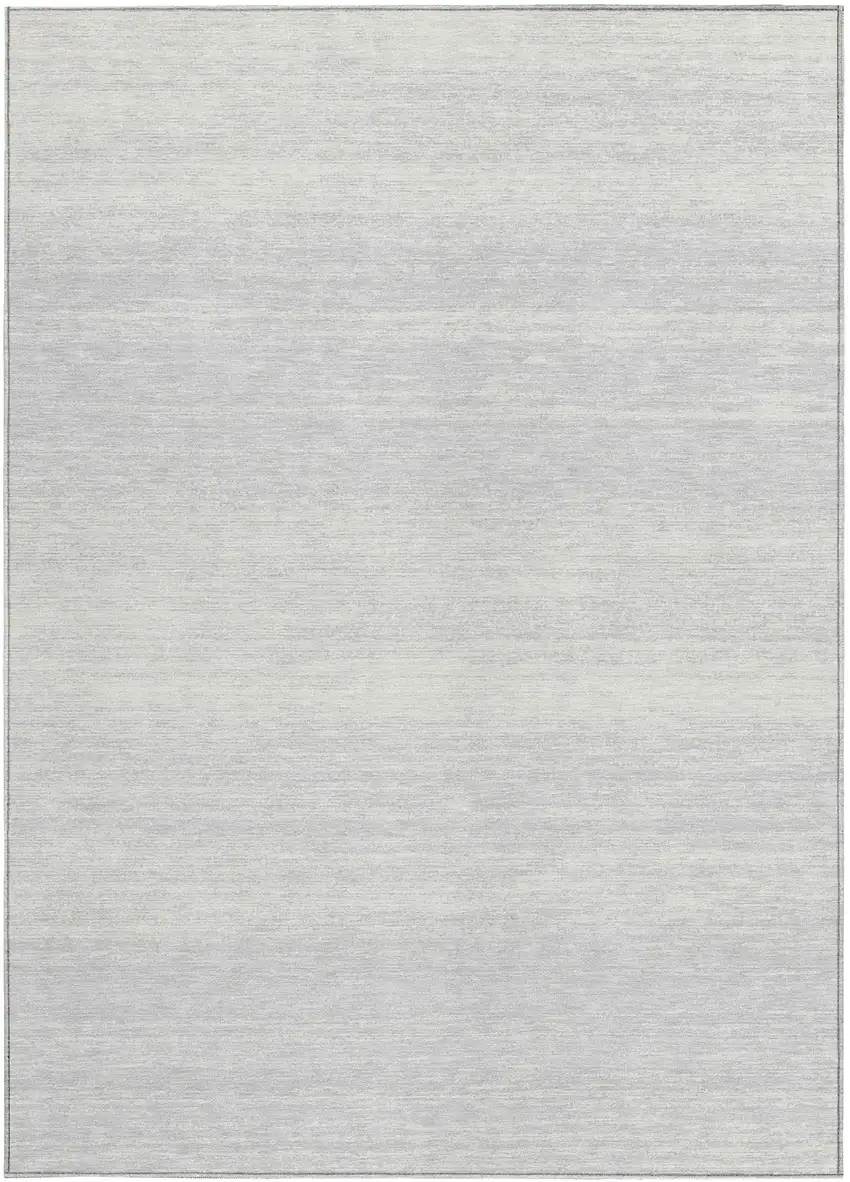 Silver And Gray Striped Washable Indoor Outdoor Area Rug Photo 7