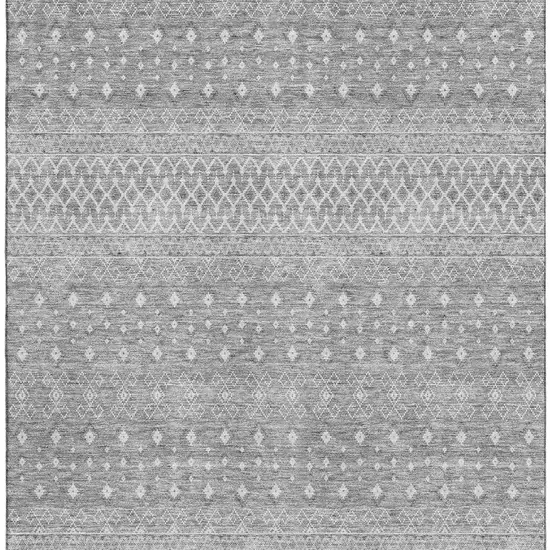Silver And Gray Tribal Washable Area Rug With UV Protection Photo 3