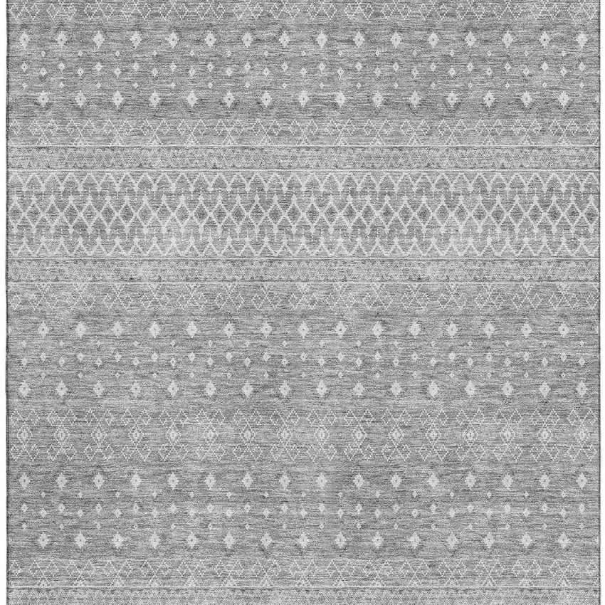 Silver And Gray Tribal Washable Area Rug With UV Protection Photo 3