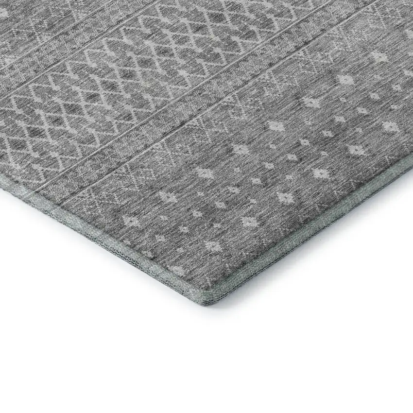 Silver And Gray Tribal Washable Area Rug With UV Protection Photo 7