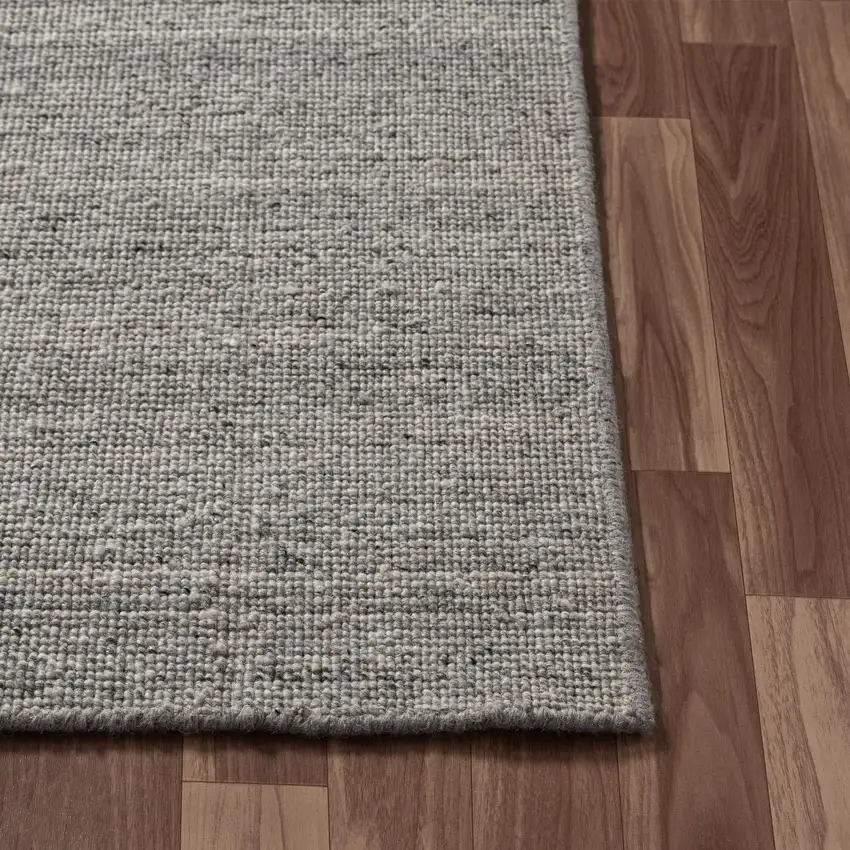 Silver And Gray Wool Hand Knotted Area Rug Photo 5
