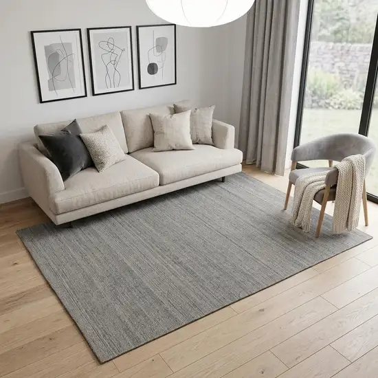 Silver And Gray Wool Hand Knotted Area Rug Photo 1