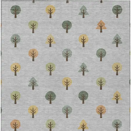 Silver And Green Geometric Washable Indoor Outdoor Area Rug Photo 4