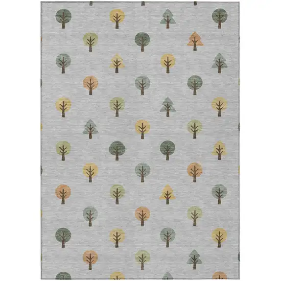 Silver And Green Geometric Washable Indoor Outdoor Area Rug Photo 2
