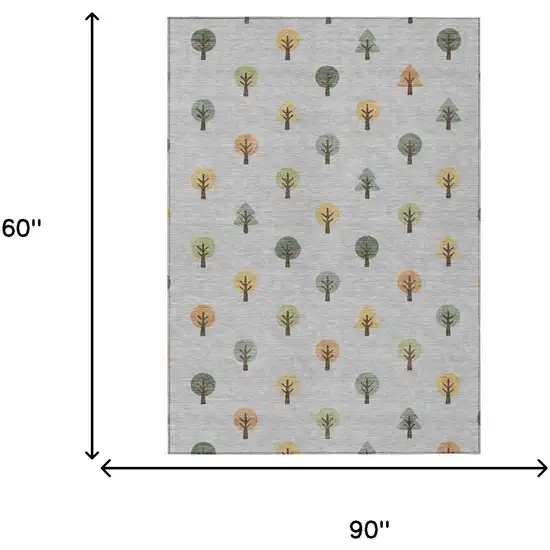 Silver And Green Geometric Washable Indoor Outdoor Area Rug Photo 7