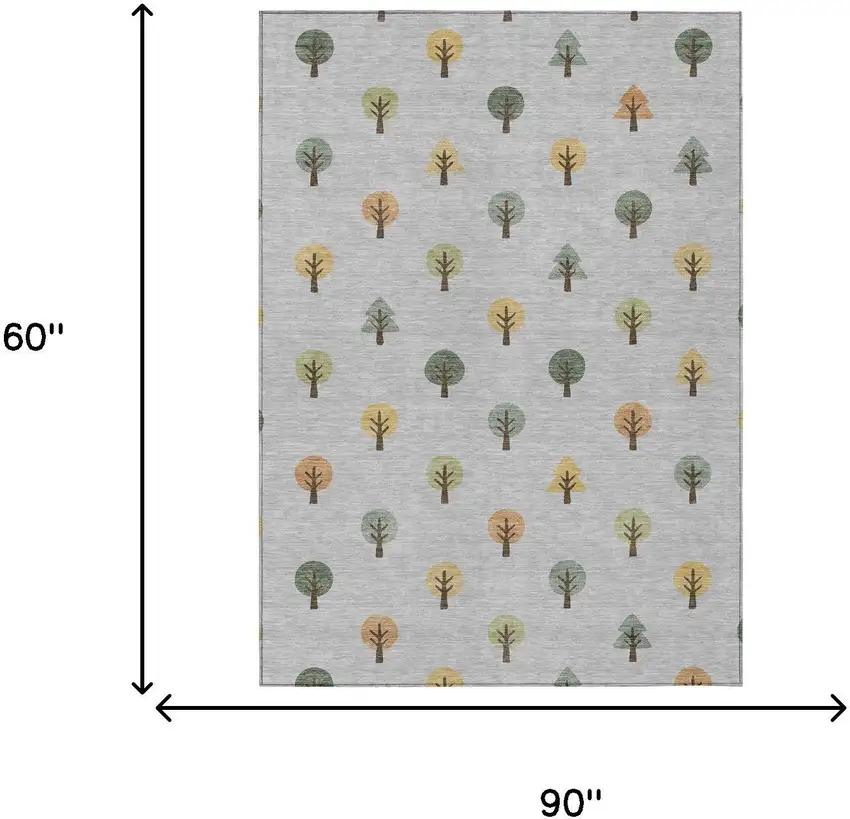 Silver And Green Geometric Washable Indoor Outdoor Area Rug Photo 7