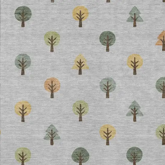 Silver And Green Geometric Washable Indoor Outdoor Area Rug Photo 3