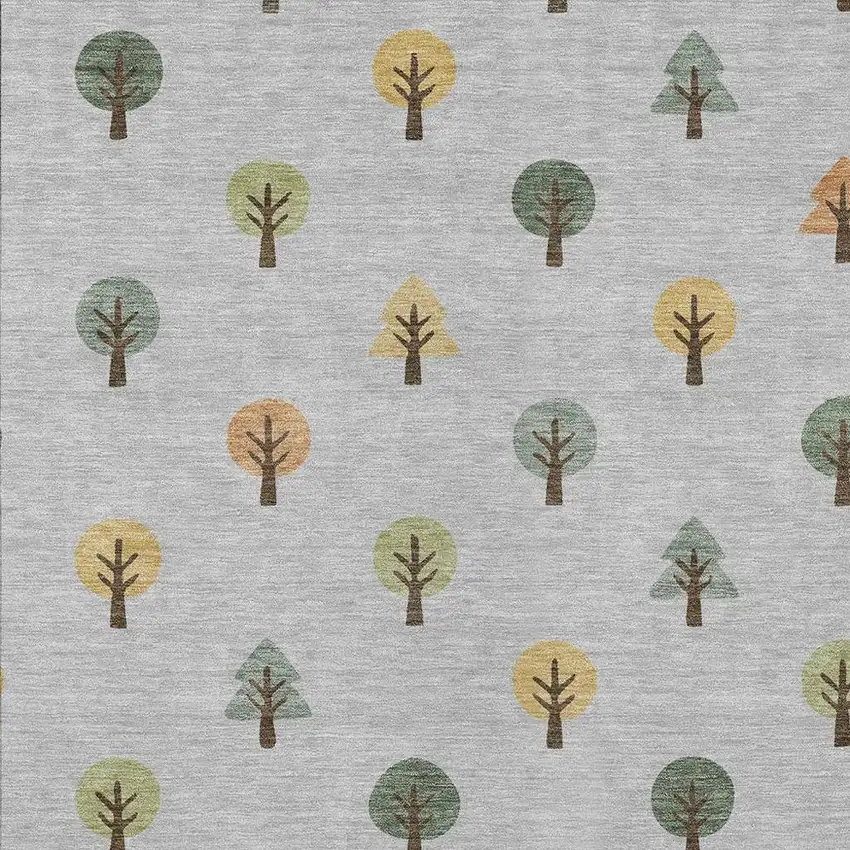 Silver And Green Geometric Washable Indoor Outdoor Area Rug Photo 3