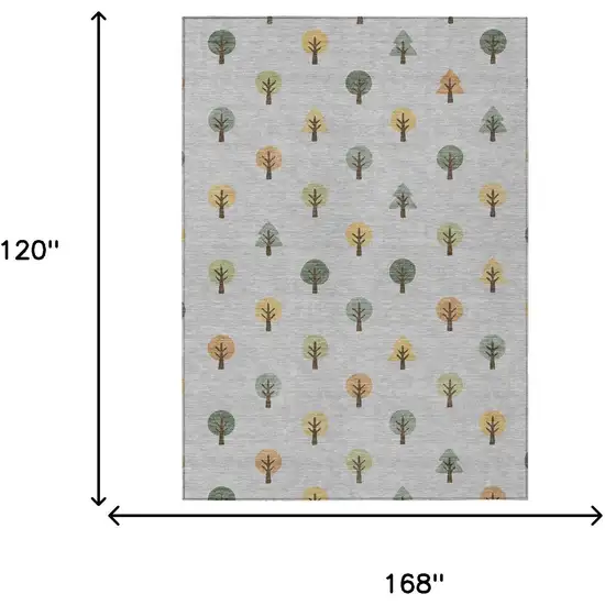 Silver And Green Geometric Washable Indoor Outdoor Area Rug Photo 7