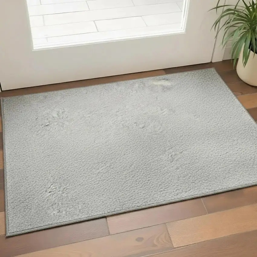 Silver And Ivory Abstract Washable Area Rug With UV Protection Photo 2