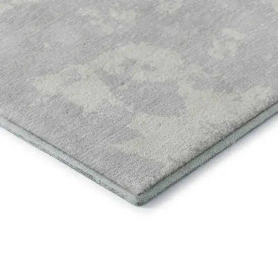 Silver And Ivory Abstract Washable Area Rug With UV Protection Photo 7
