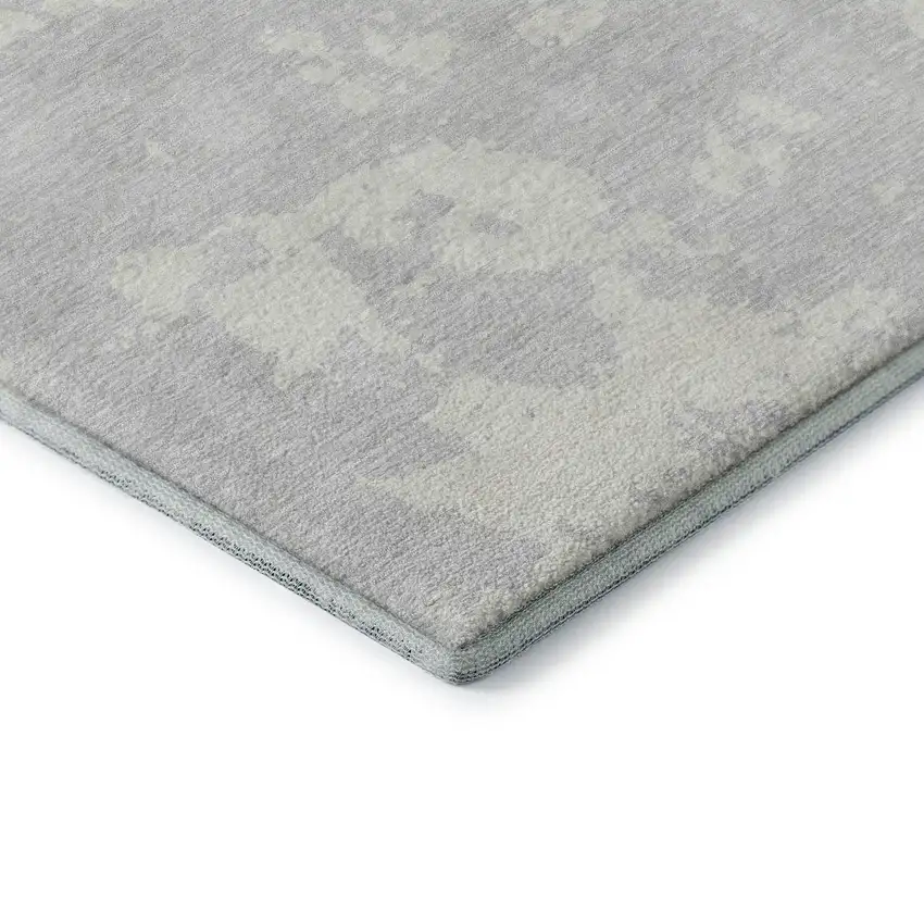 Silver And Ivory Abstract Washable Area Rug With UV Protection Photo 7