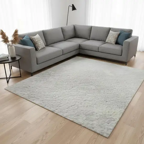 Silver And Ivory Abstract Washable Area Rug With UV Protection Photo 2