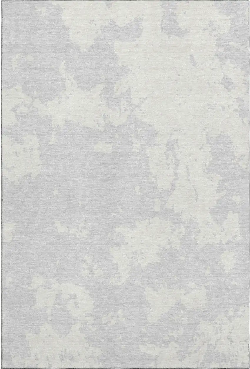 Silver And Ivory Abstract Washable Area Rug With UV Protection Photo 6