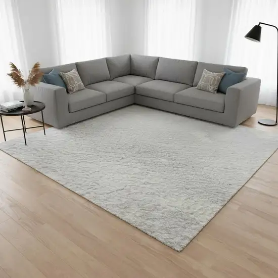 Silver And Ivory Abstract Washable Area Rug With UV Protection Photo 2