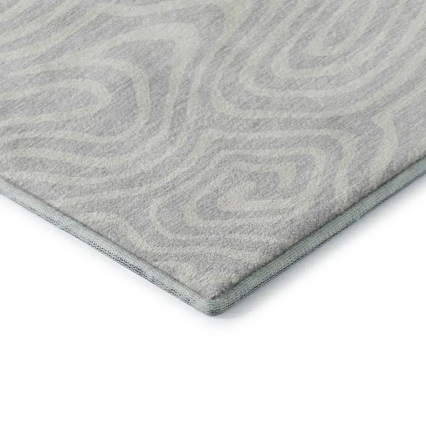 Silver And Ivory Abstract Washable Area Rug With UV Protection Photo 7
