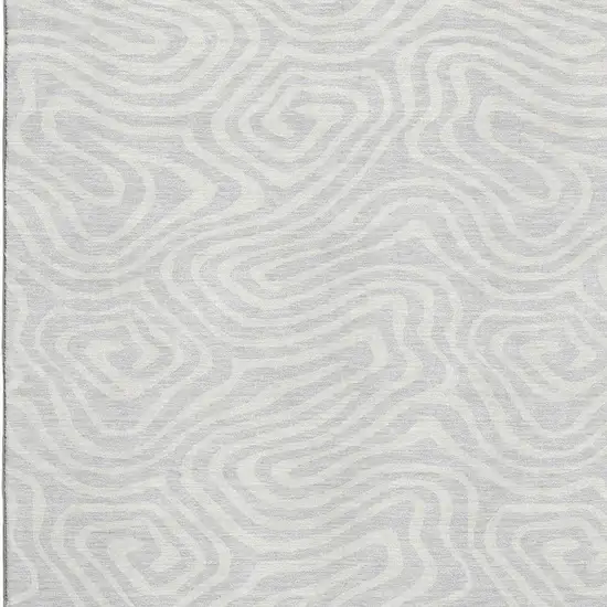 Silver And Ivory Abstract Washable Area Rug With UV Protection Photo 2