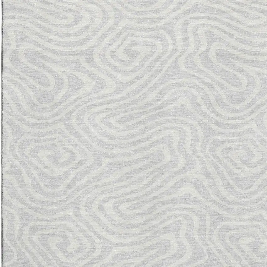 Silver And Ivory Abstract Washable Area Rug With UV Protection Photo 2