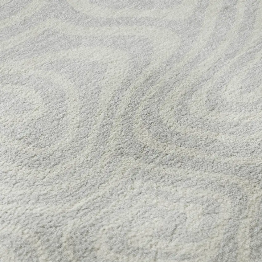 Silver And Ivory Abstract Washable Area Rug With UV Protection Photo 9