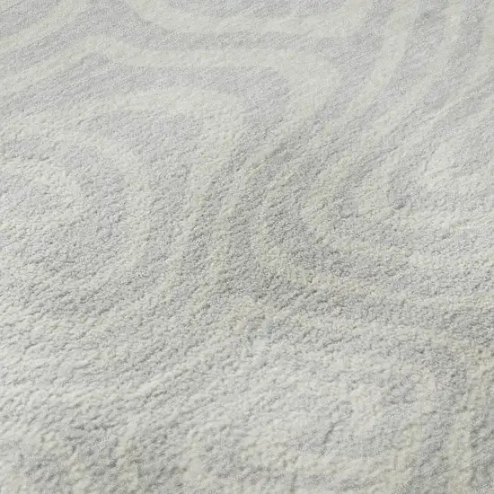 Silver And Ivory Abstract Washable Area Rug With UV Protection Photo 9