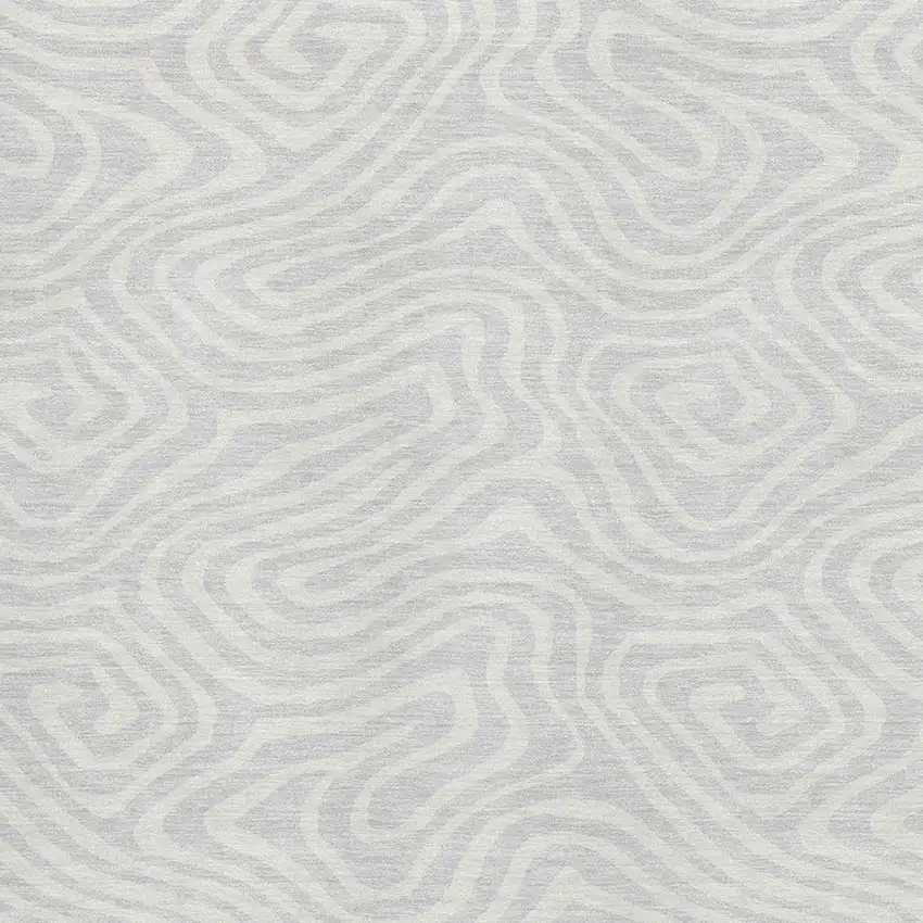 Silver And Ivory Abstract Washable Area Rug With UV Protection Photo 2