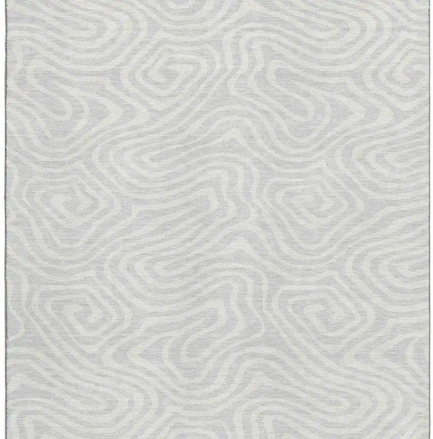 Silver And Ivory Abstract Washable Area Rug With UV Protection Photo 3
