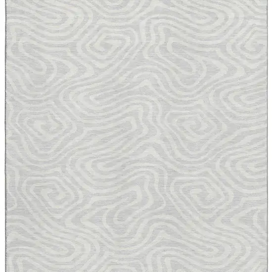Silver And Ivory Abstract Washable Area Rug With UV Protection Photo 2