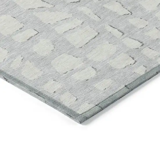 Silver And Ivory Abstract Washable Indoor Outdoor Area Rug Photo 3