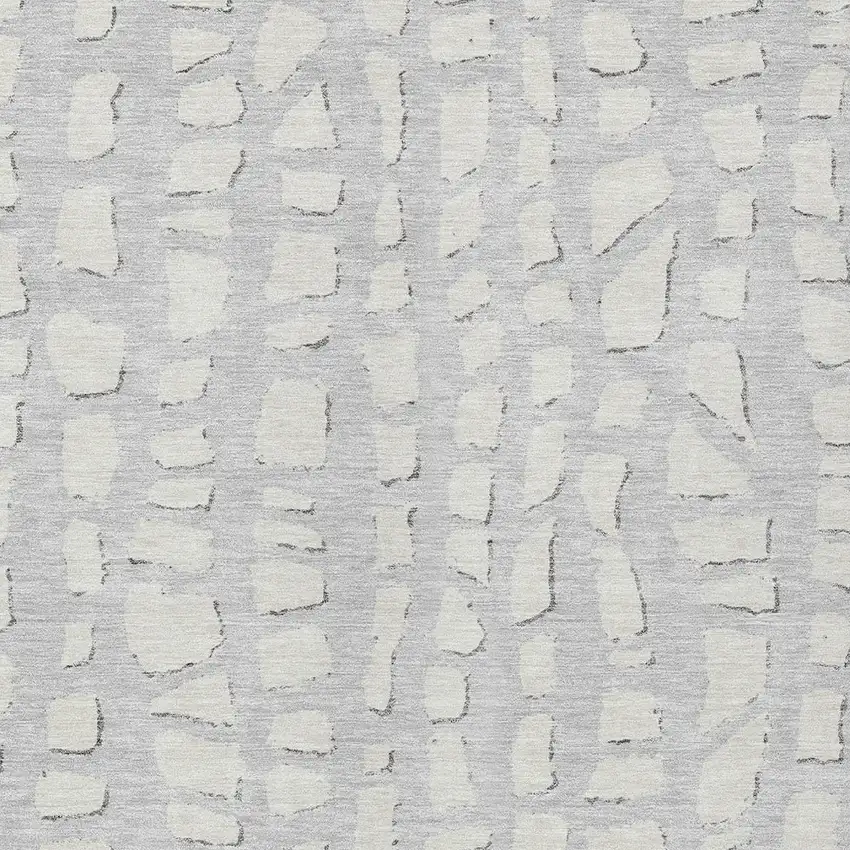 Silver And Ivory Abstract Washable Indoor Outdoor Area Rug Photo 4
