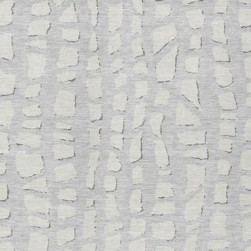 Silver And Ivory Abstract Washable Indoor Outdoor Area Rug Photo 4