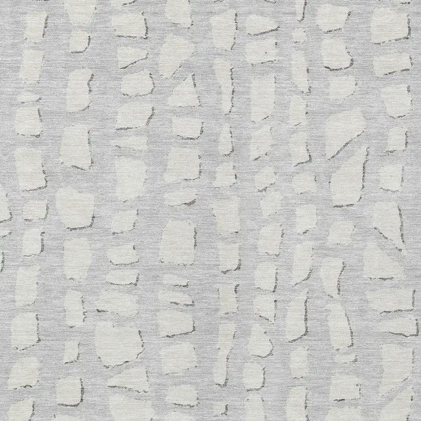 Silver And Ivory Abstract Washable Indoor Outdoor Area Rug Photo 4