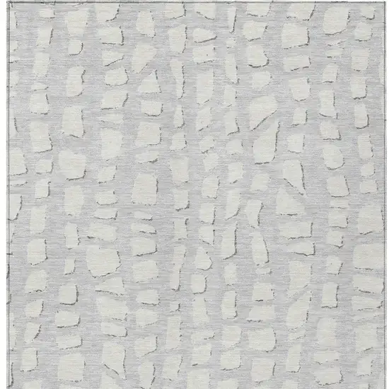 Silver And Ivory Abstract Washable Indoor Outdoor Area Rug Photo 5