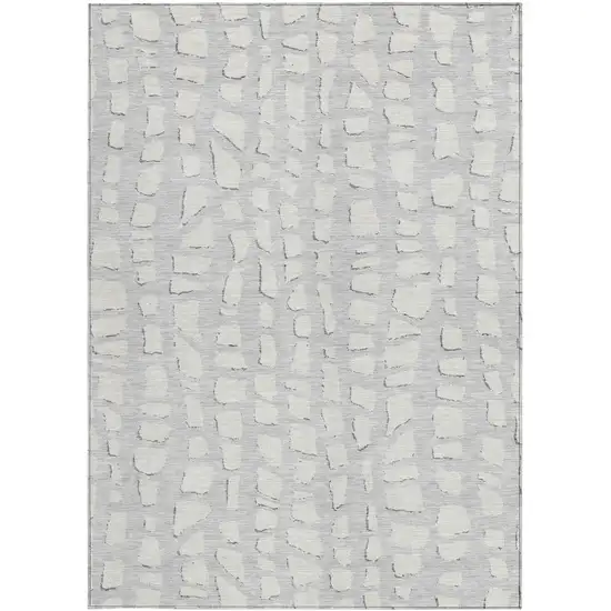 Silver And Ivory Abstract Washable Indoor Outdoor Area Rug Photo 5
